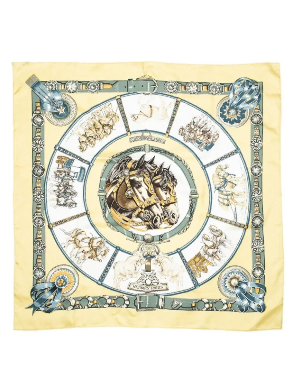 Hermes Scarf Green Twill Silk